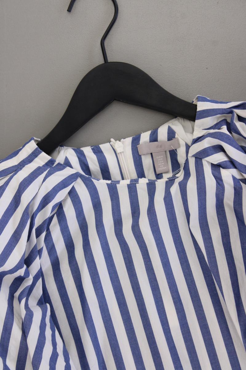 H&M Bluse Gr. M gestreift neuwertig Kurzarm blau aus Baumwolle