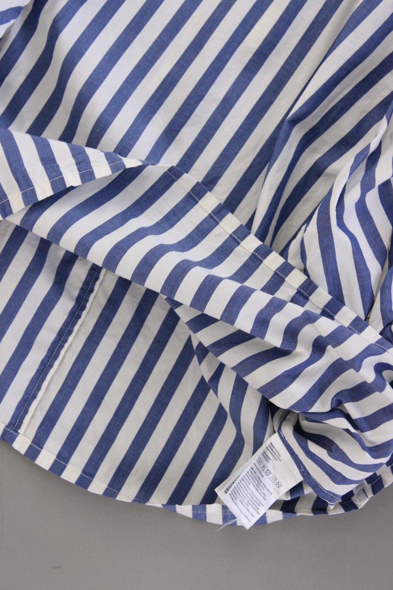 H&M Bluse Gr. M gestreift neuwertig Kurzarm blau aus Baumwolle