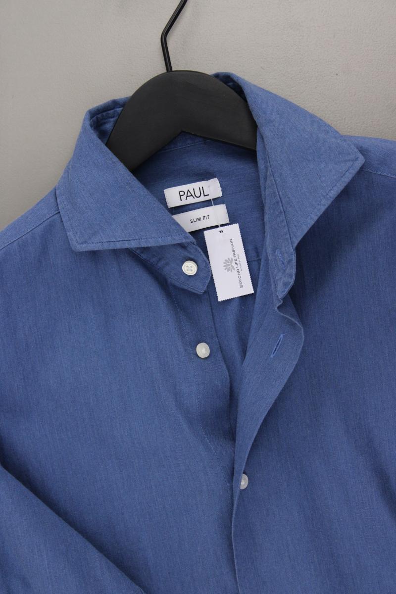 Paul Langarmhemd für Herren Gr. Hemdgröße 37/38 blau aus Baumwolle