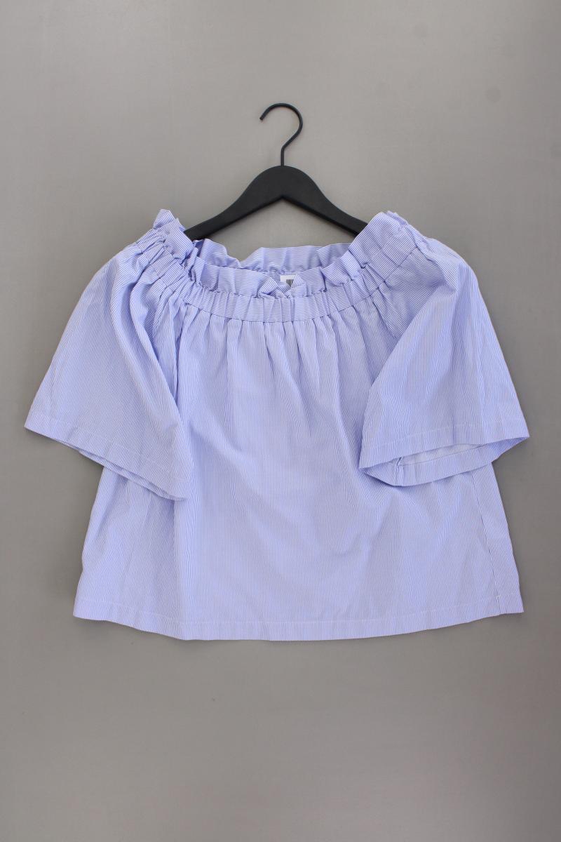 H&M Carmenbluse Gr. 38 gestreift neuwertig Kurzarm mit Carmen-Ausschnitt blau