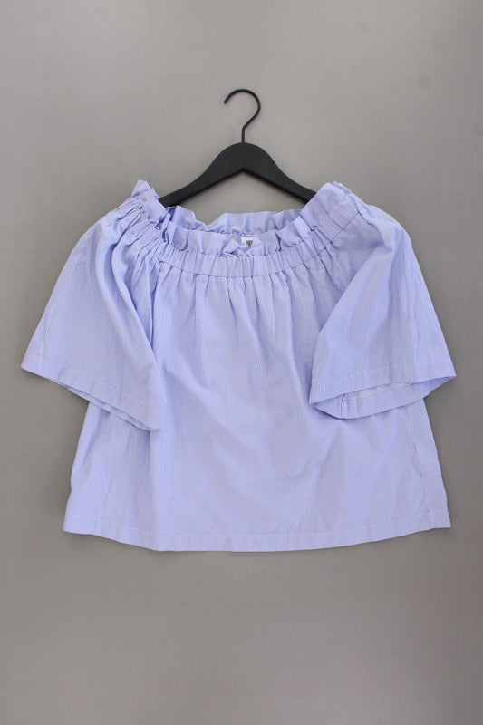 H&M Carmenbluse Gr. 38 gestreift neuwertig Kurzarm mit Carmen-Ausschnitt blau