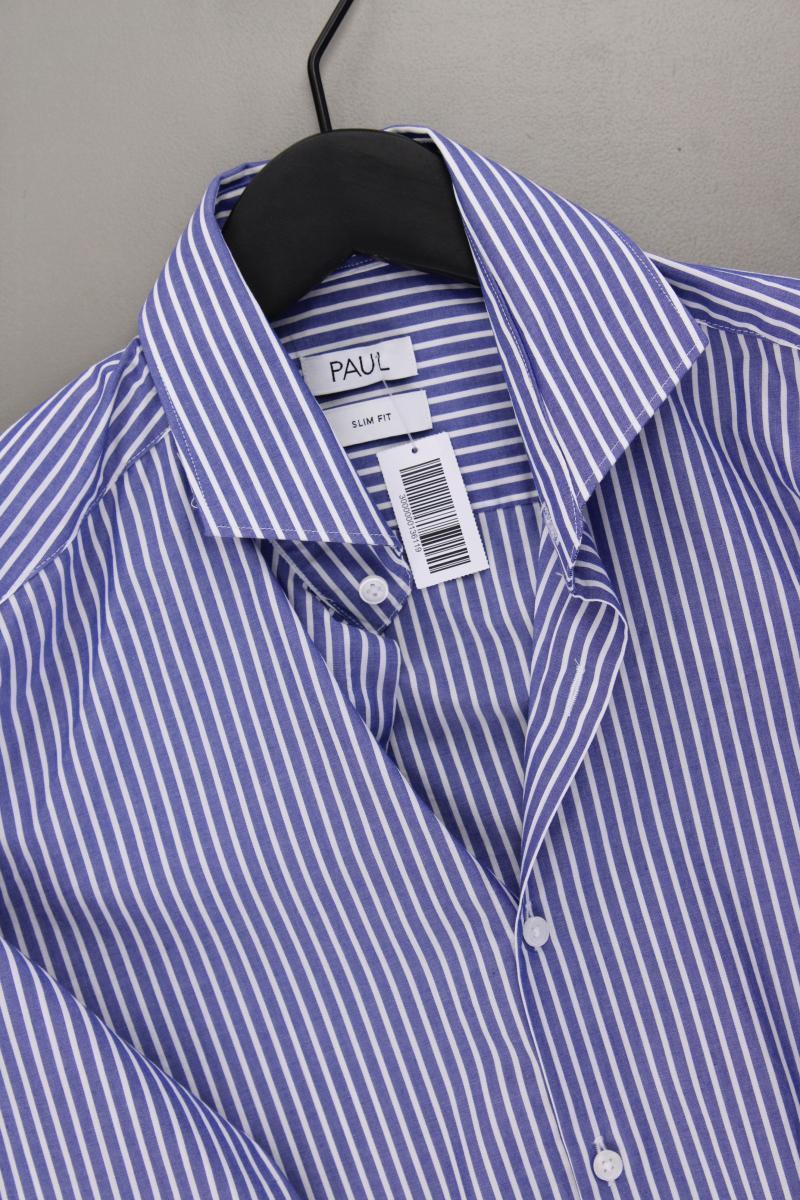 Paul Langarmhemd für Herren Gr. Hemdgröße 37/38 gestreift blau aus Baumwolle