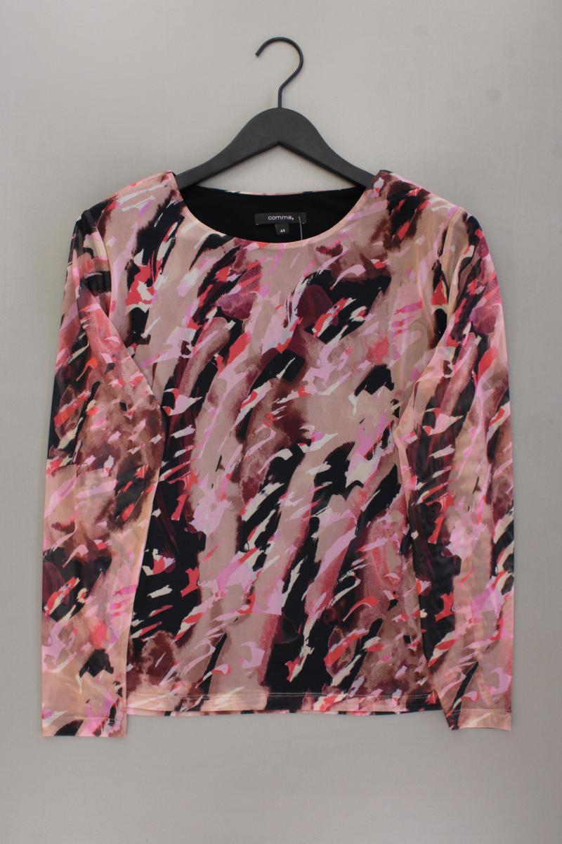 comma, Mesh Bluse Gr. 44 neuwertig Langarm mehrfarbig aus Polyester