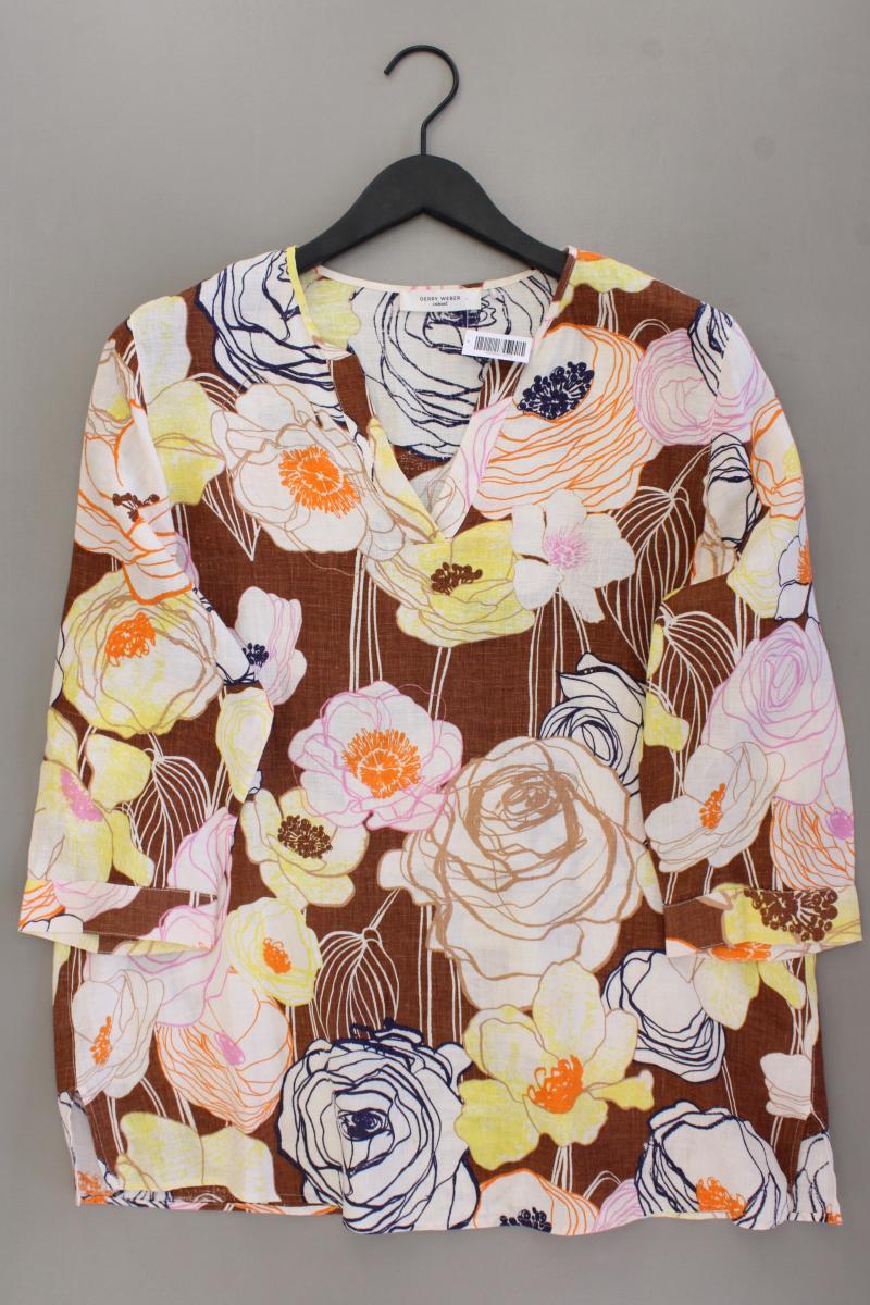 Gerry Weber Leinenbluse Gr. 44 mit Blumenmuster neuwertig 3/4 Ärmel mehrfarbig