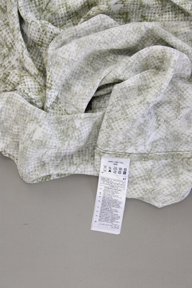 Taifun Midikleid Gr. 42 neuwertig mit Gürtel 3/4 Ärmel olivgrün aus Viskose
