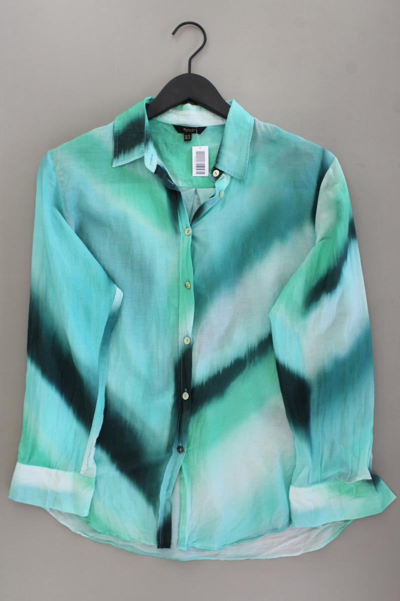 Massimo Dutti Bluse mit Seide Gr. 42 mit Batikmuster Langarm türkis