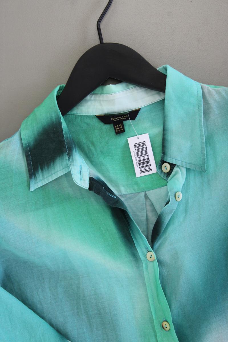 Massimo Dutti Bluse mit Seide Gr. 42 mit Batikmuster Langarm türkis