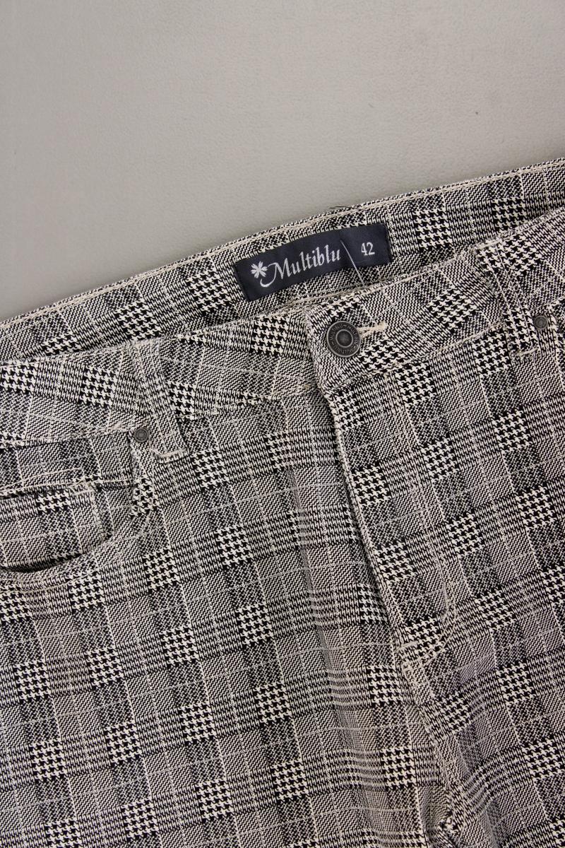 Multiblu Hose Gr. 42 hahnentritt grau aus Baumwolle