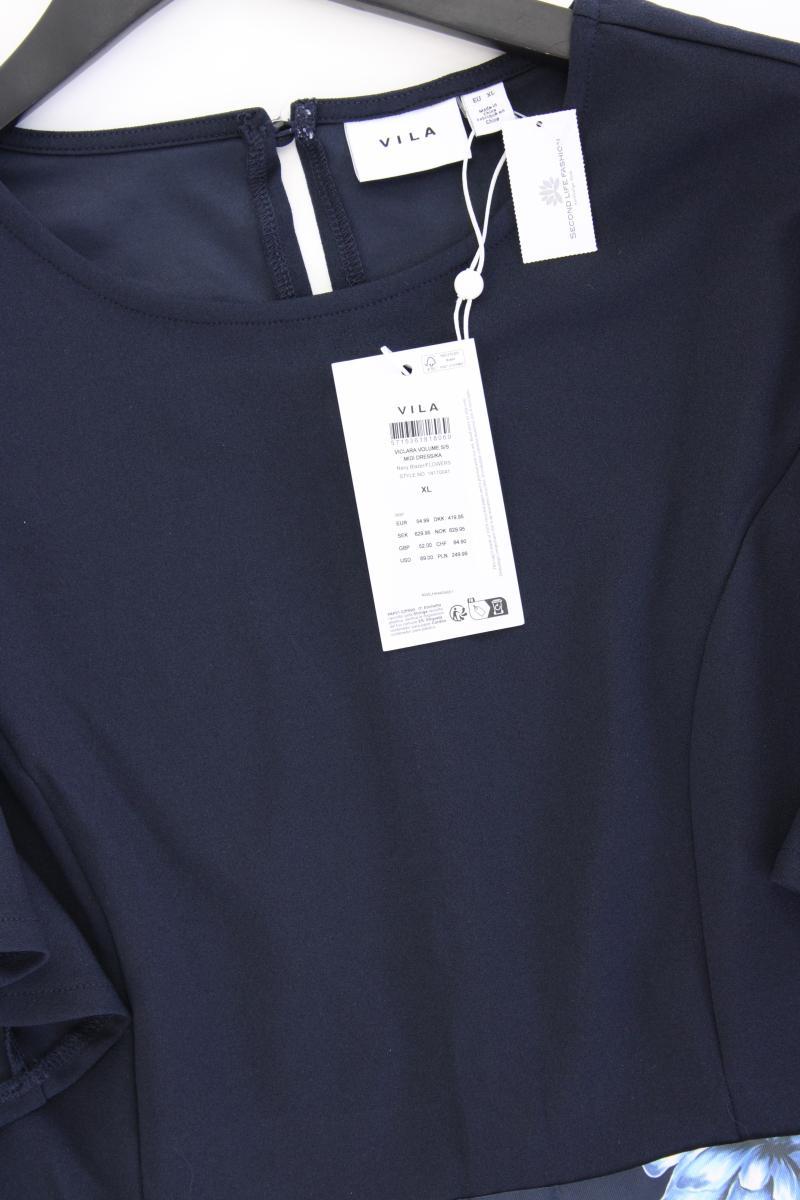 Vila Kurzarmkleid Gr. XL mit Blumenmuster neu mit Etikett Neupreis: 54,99€! blau