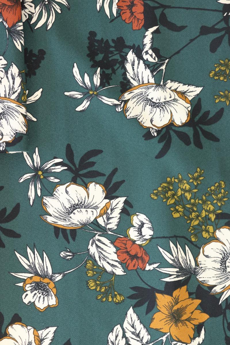 KIOMI Midikleid Gr. 36 mit Blumenmuster 3/4 Ärmel grün aus Polyester