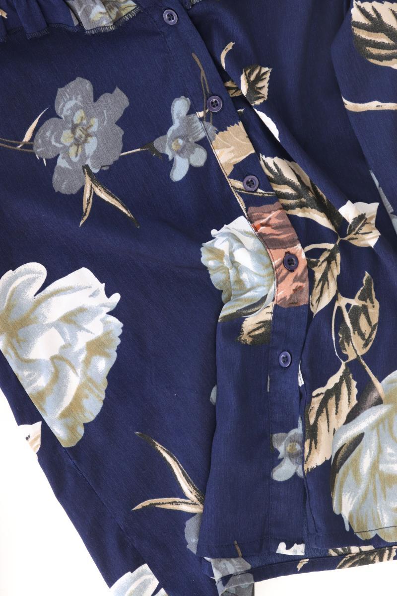 Sisters Point Rüschenbluse Gr. S mit Blumenmuster Langarm blau aus Polyester
