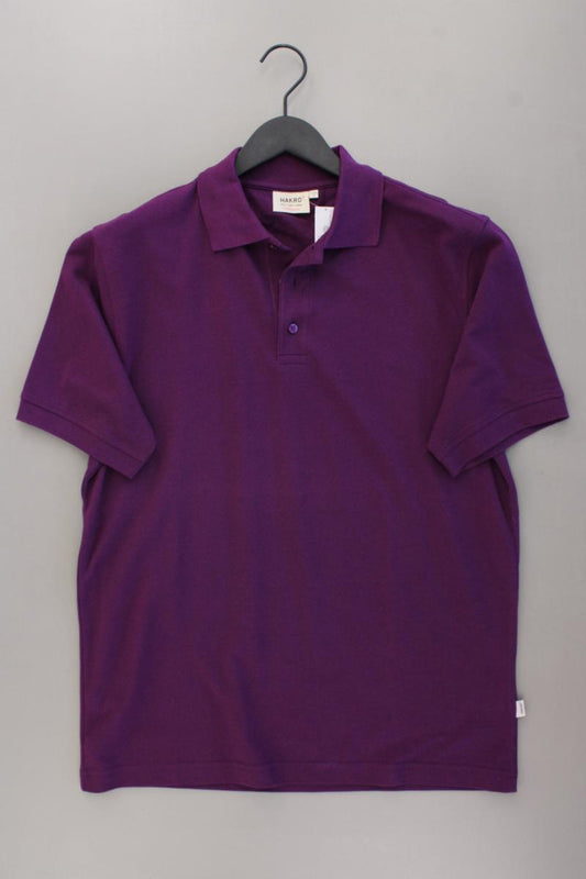 Hakro Poloshirt für Herren Gr. M neuwertig Kurzarm lila aus Baumwolle