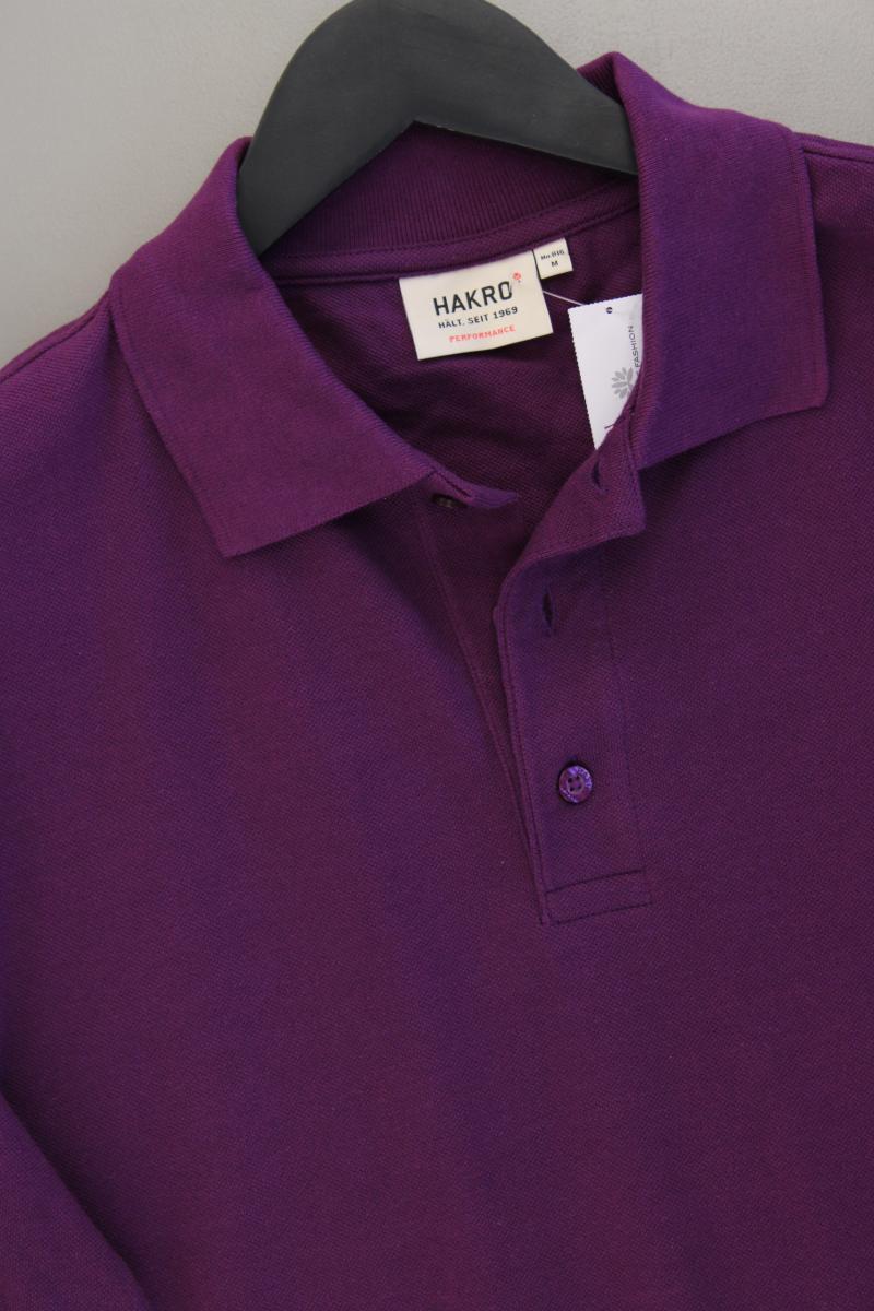 Hakro Poloshirt für Herren Gr. M neuwertig Kurzarm lila aus Baumwolle