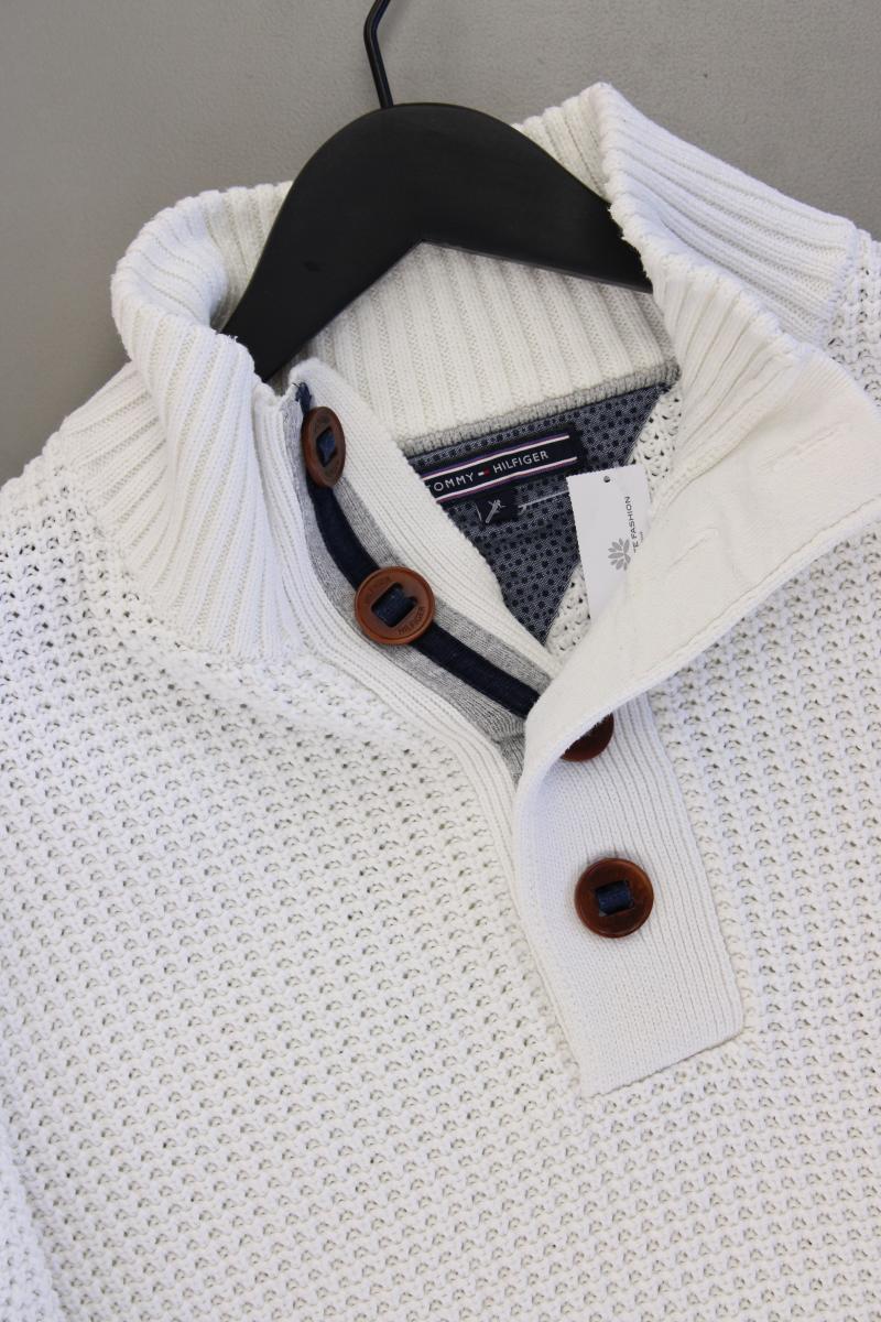 Tommy Hilfiger Grobstrickpullover für Herren Gr. XL creme aus Baumwolle