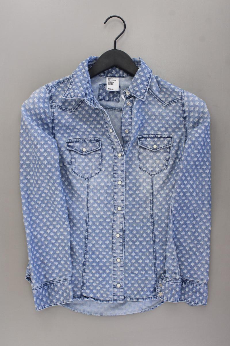 H&M Jeansbluse Gr. 34 Langarm blau aus Baumwolle