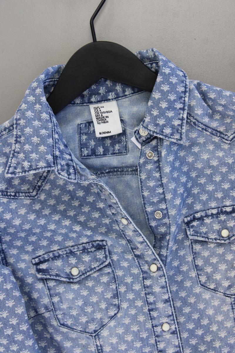 H&M Jeansbluse Gr. 34 Langarm blau aus Baumwolle