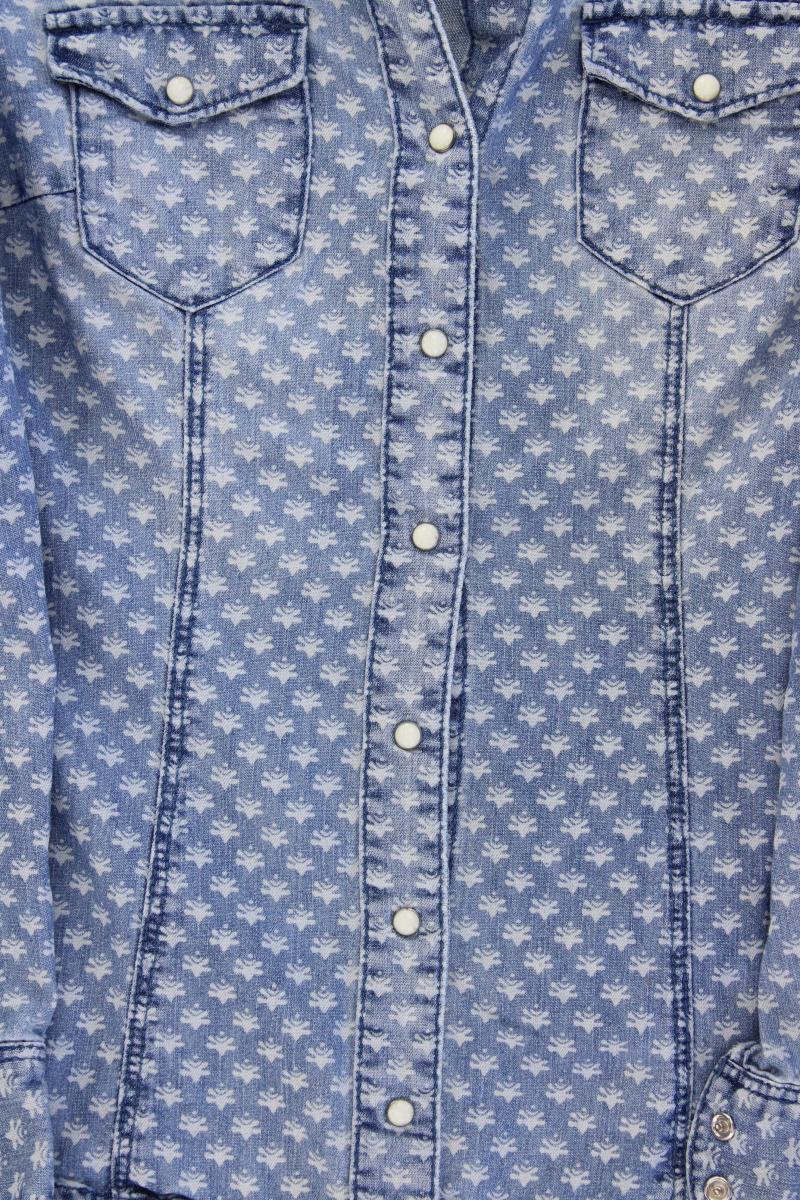 H&M Jeansbluse Gr. 34 Langarm blau aus Baumwolle