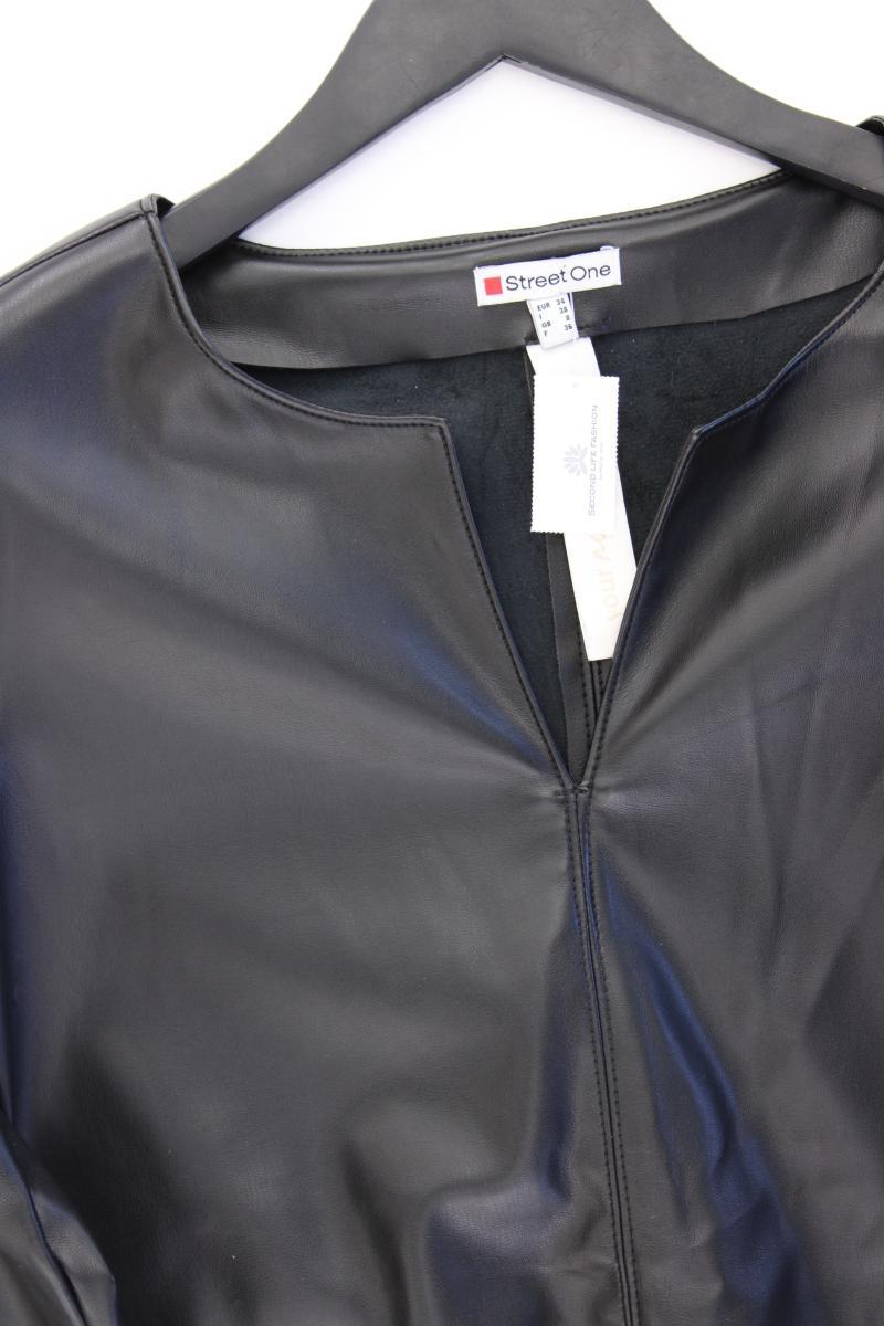 Street One Kunstlederkleid Gr. 34 neuwertig 3/4 Ärmel schwarz aus Polyester