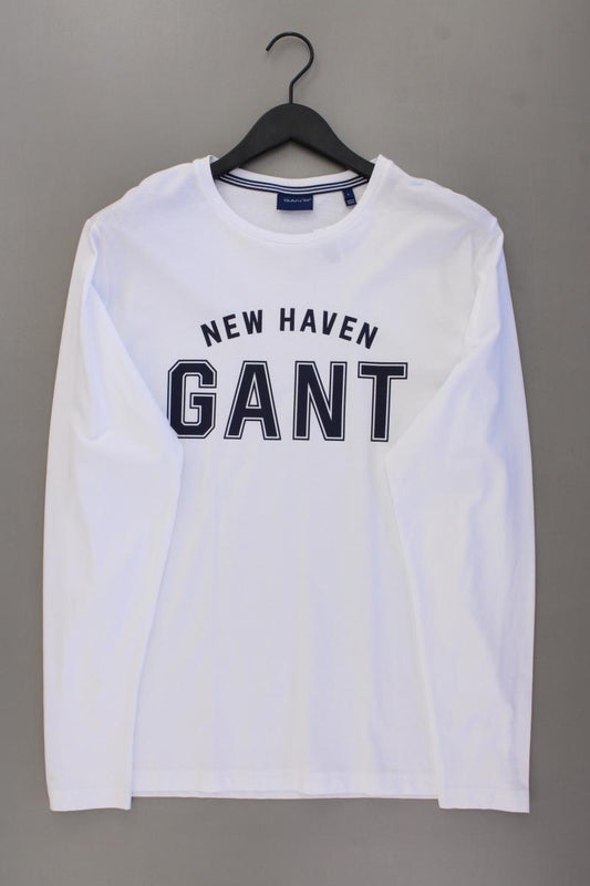 Gant Longsleeve-Shirt für Herren Gr. L neuwertig Langarm weiß aus Baumwolle