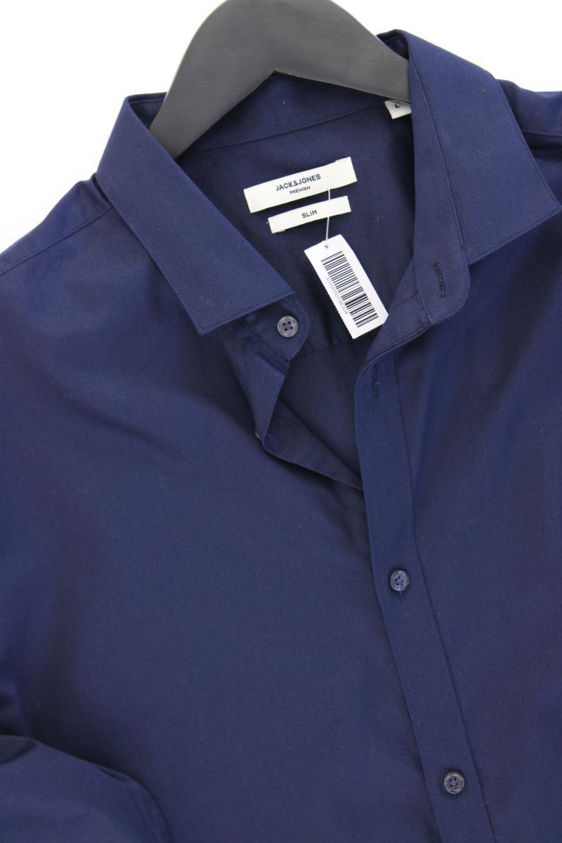 Jack & Jones Langarmhemd für Herren Gr. L blau aus Baumwolle