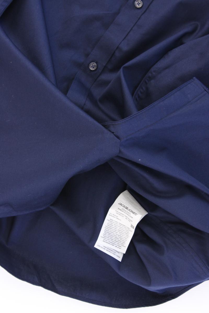 Jack & Jones Langarmhemd für Herren Gr. L blau aus Baumwolle