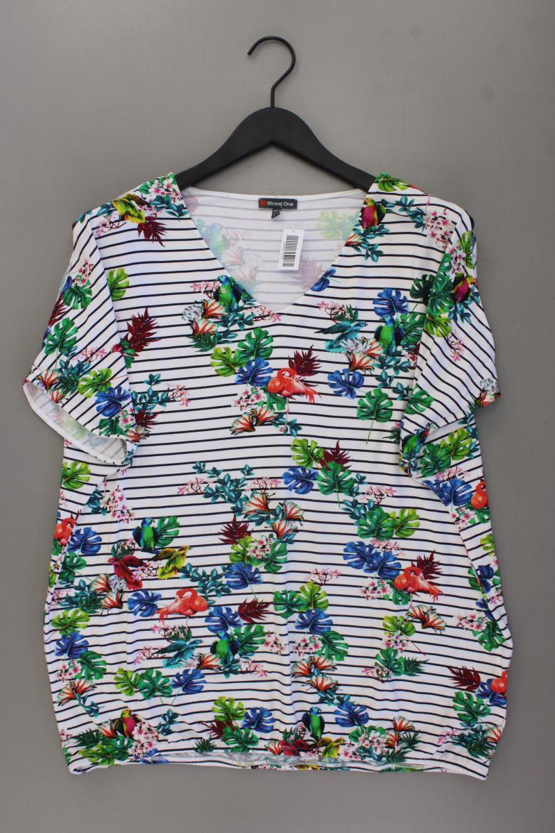 Street One Shirt mit V-Ausschnitt Gr. 44 mit Blumenmuster Kurzarm mehrfarbig