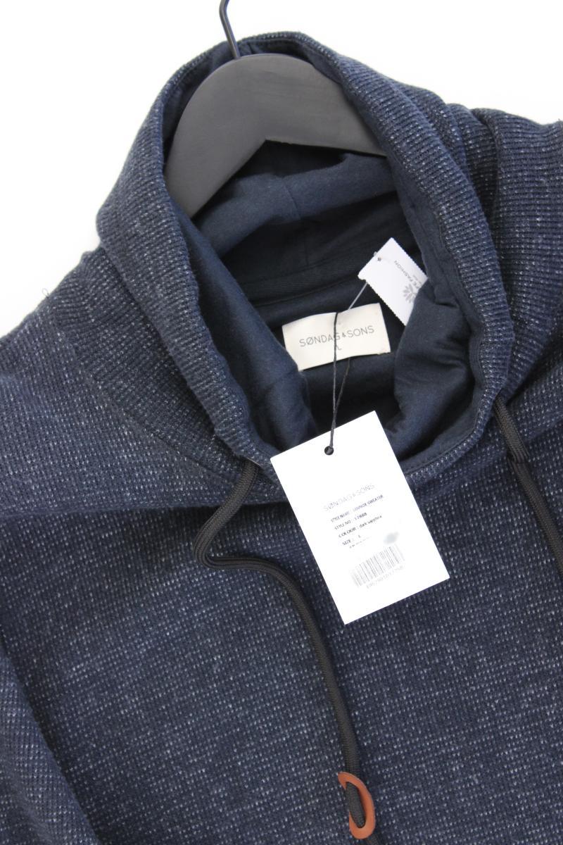 SØNDAG & SONS Pullover für Herren Gr. L neu mit Etikett blau aus Baumwolle