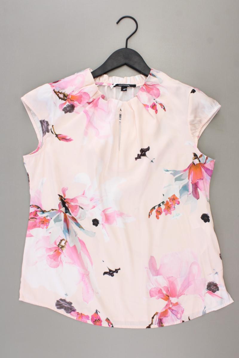 comma, Kurzarmbluse Gr. 38 mit Blumenmuster rosa aus Polyester