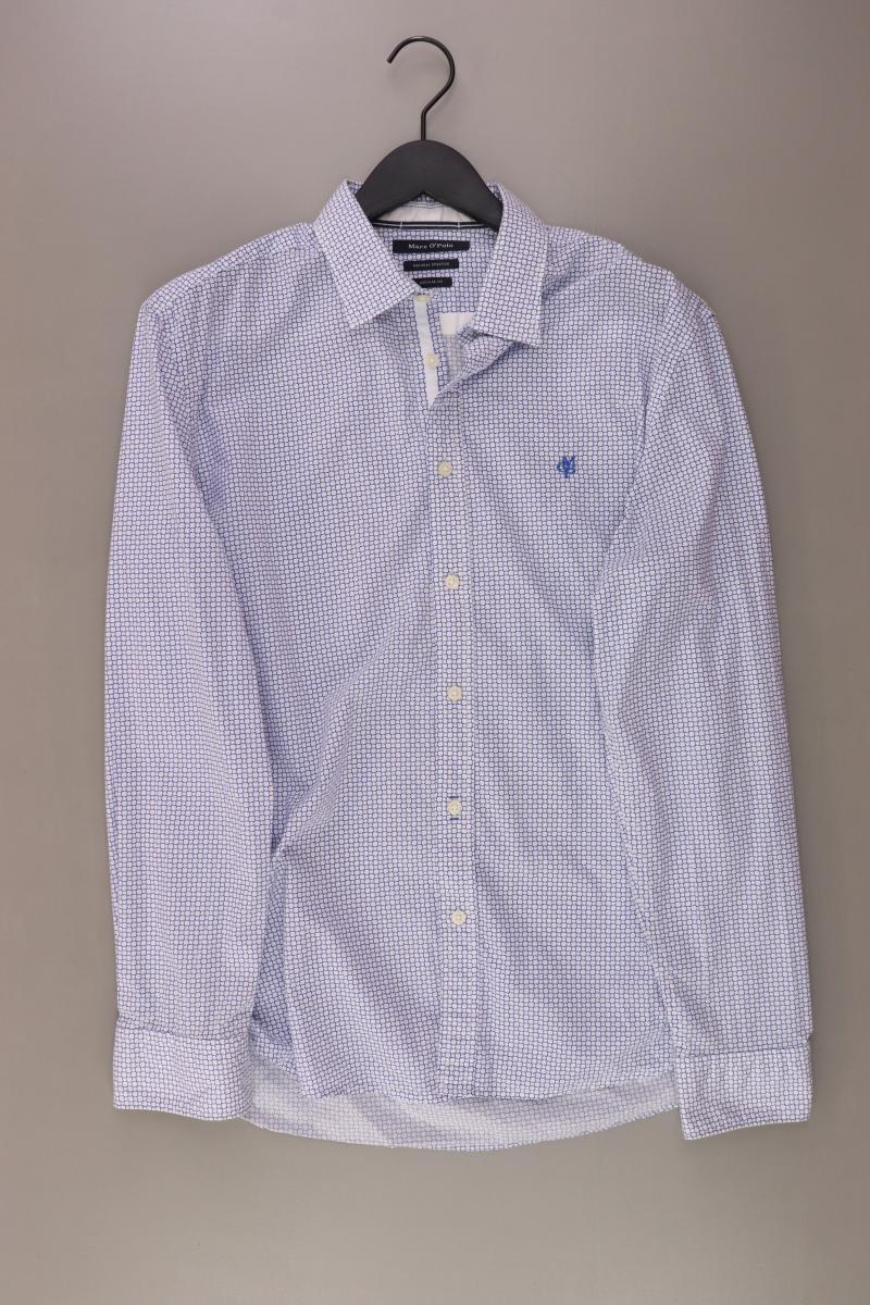 Marc O'Polo Langarmhemd für Herren Gr. Hemdgröße 41/42 blau aus Baumwolle