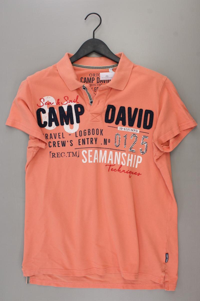 Camp David Poloshirt für Herren Gr. L Kurzarm orange aus Baumwolle