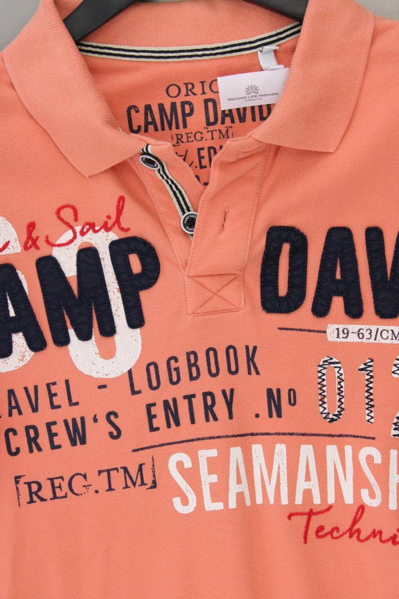 Camp David Poloshirt für Herren Gr. L Kurzarm orange aus Baumwolle