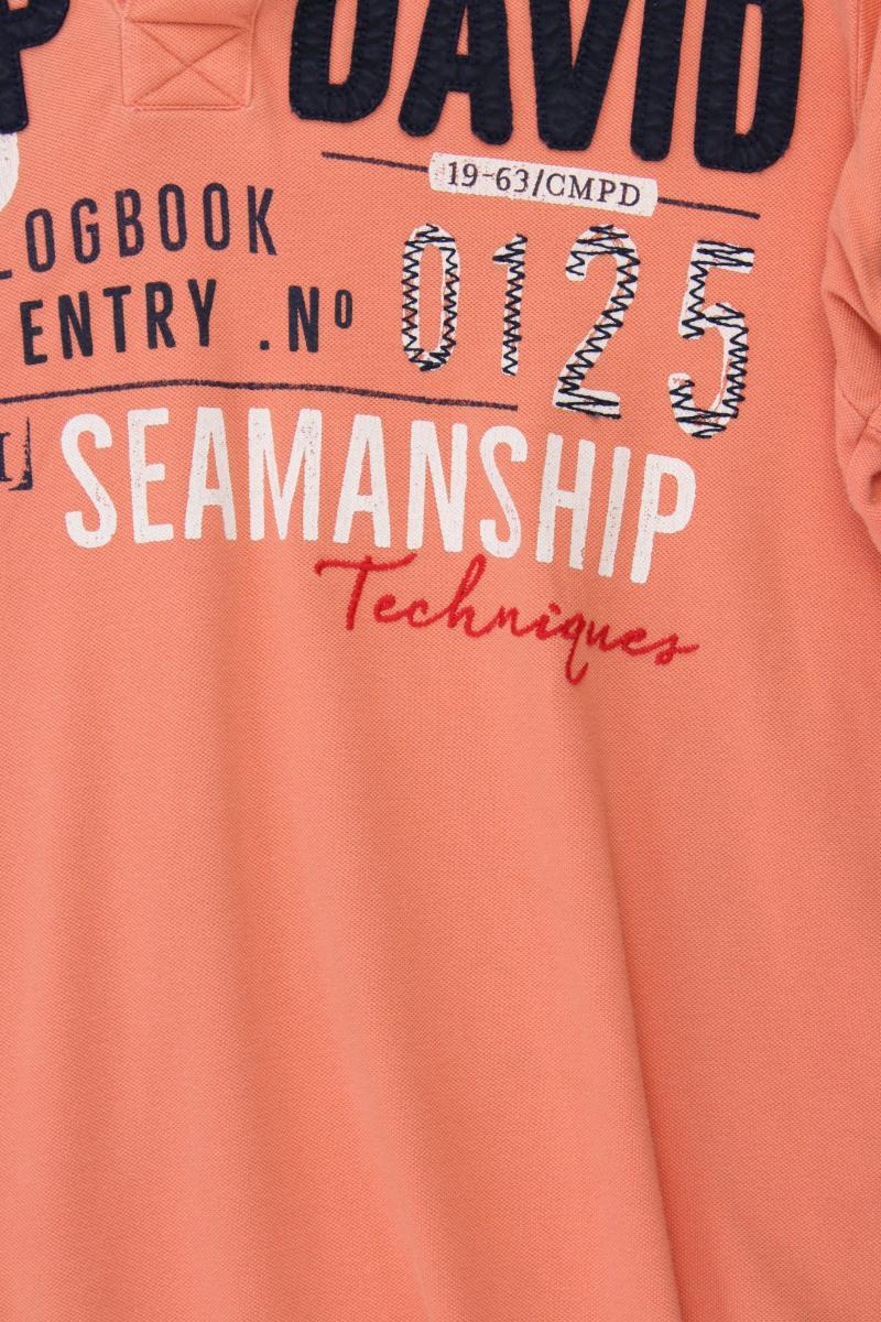 Camp David Poloshirt für Herren Gr. L Kurzarm orange aus Baumwolle