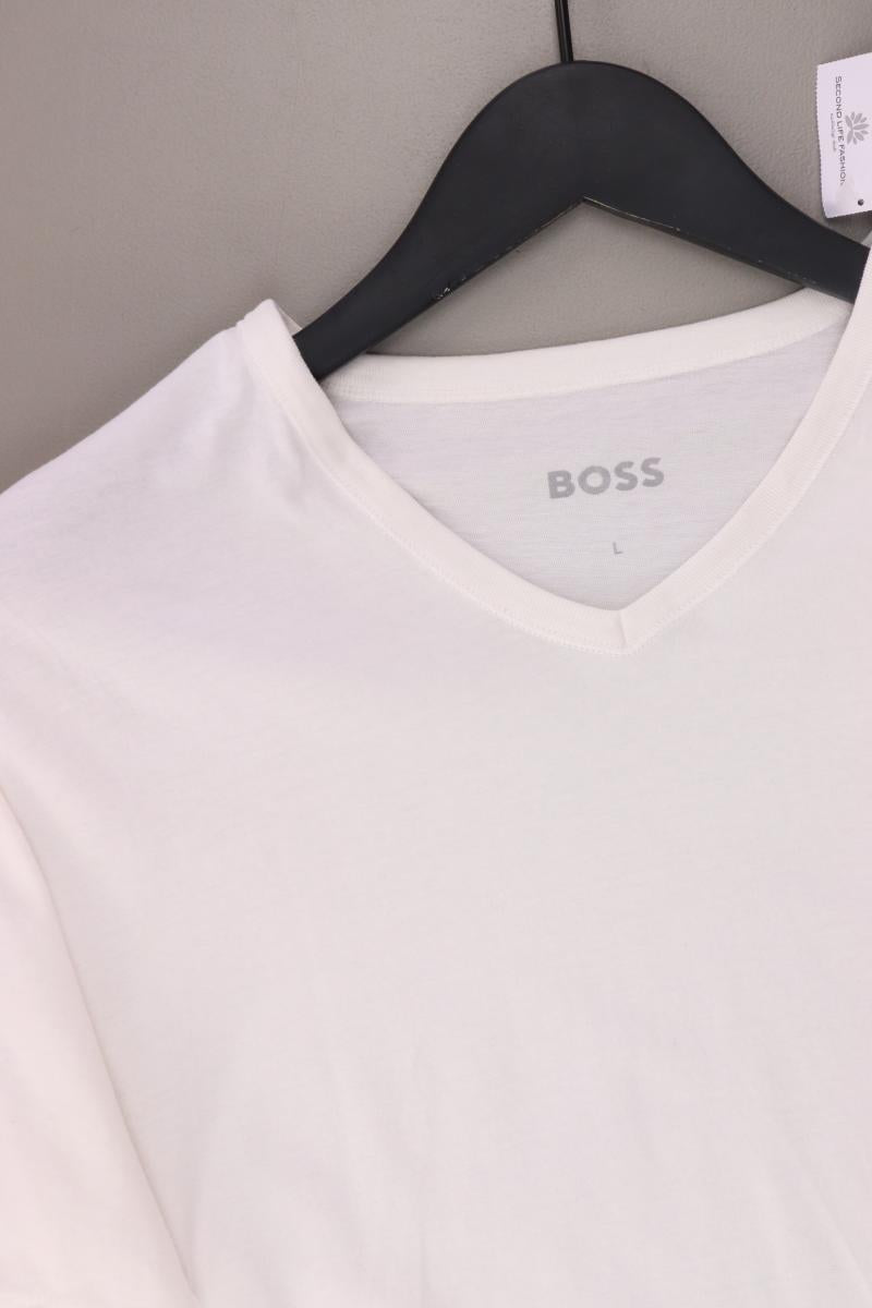 BOSS by Hugo Boss Shirt mit V-Ausschnitt für Herren Gr. L Kurzarm weiß