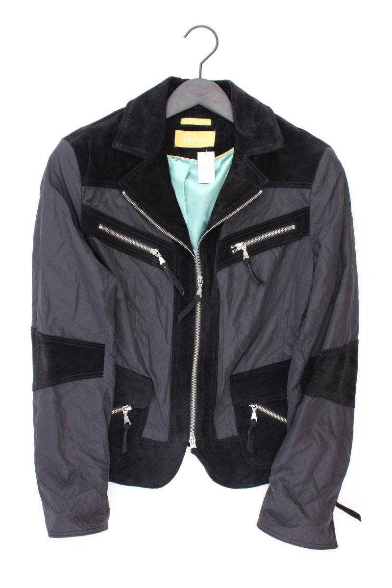 Biba Jacke mit Lederstreifen Gr. 38 schwarz