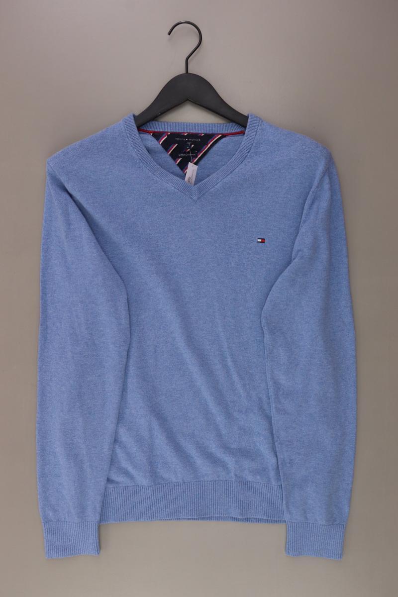 Tommy Hilfiger Feinstrickpullover für Herren Gr. M blau aus Baumwolle