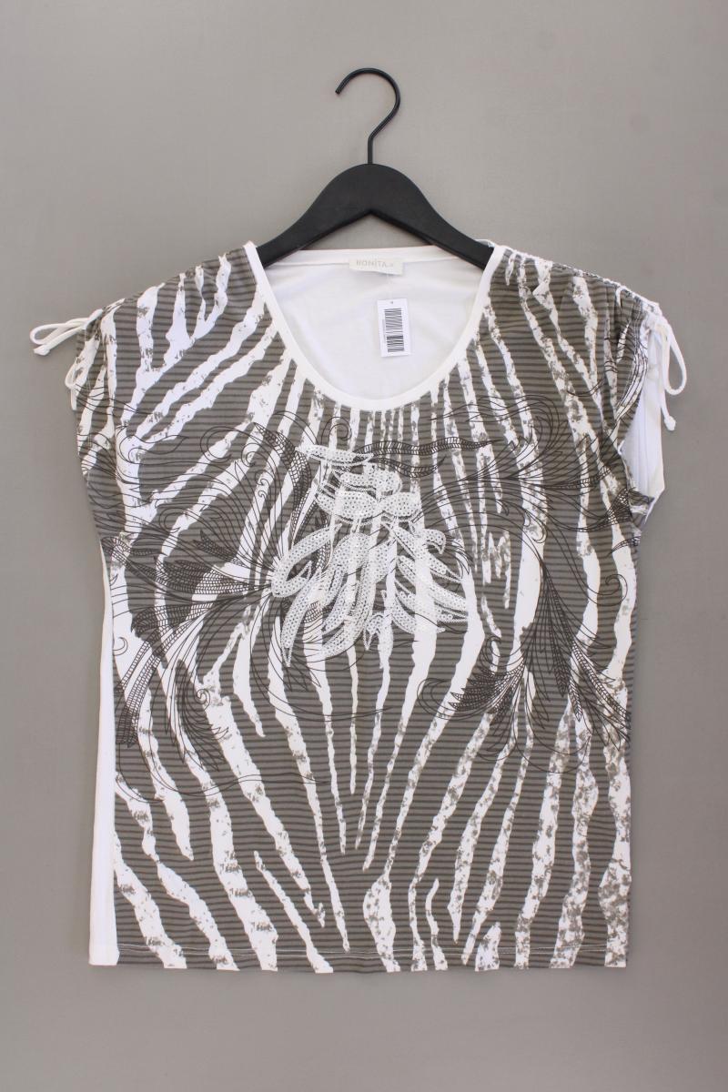 Bonita Printshirt Gr. M Kurzarm mit Pailletten grau aus Viskose