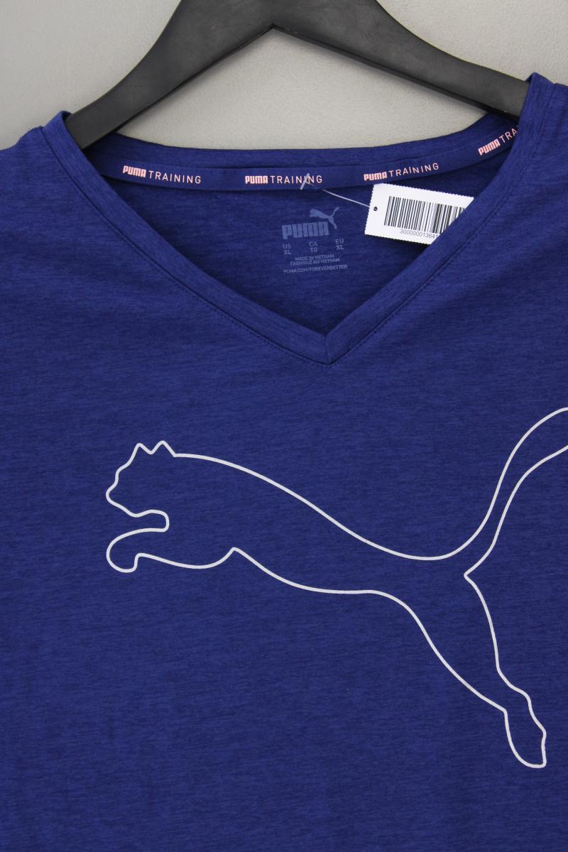 Puma Shirt mit V-Ausschnitt Gr. XL Kurzarm blau