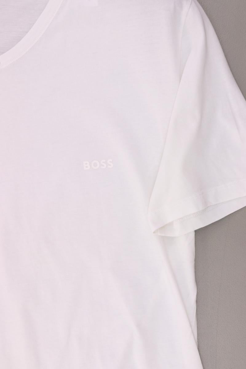 BOSS by Hugo Boss Shirt mit V-Ausschnitt für Herren Gr. L Kurzarm weiß