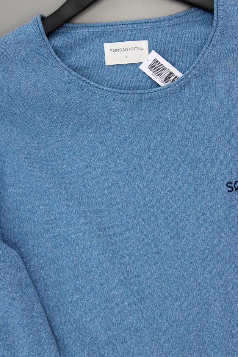 SØNDAG & SONS Pullover für Herren Gr. L blau aus Baumwolle