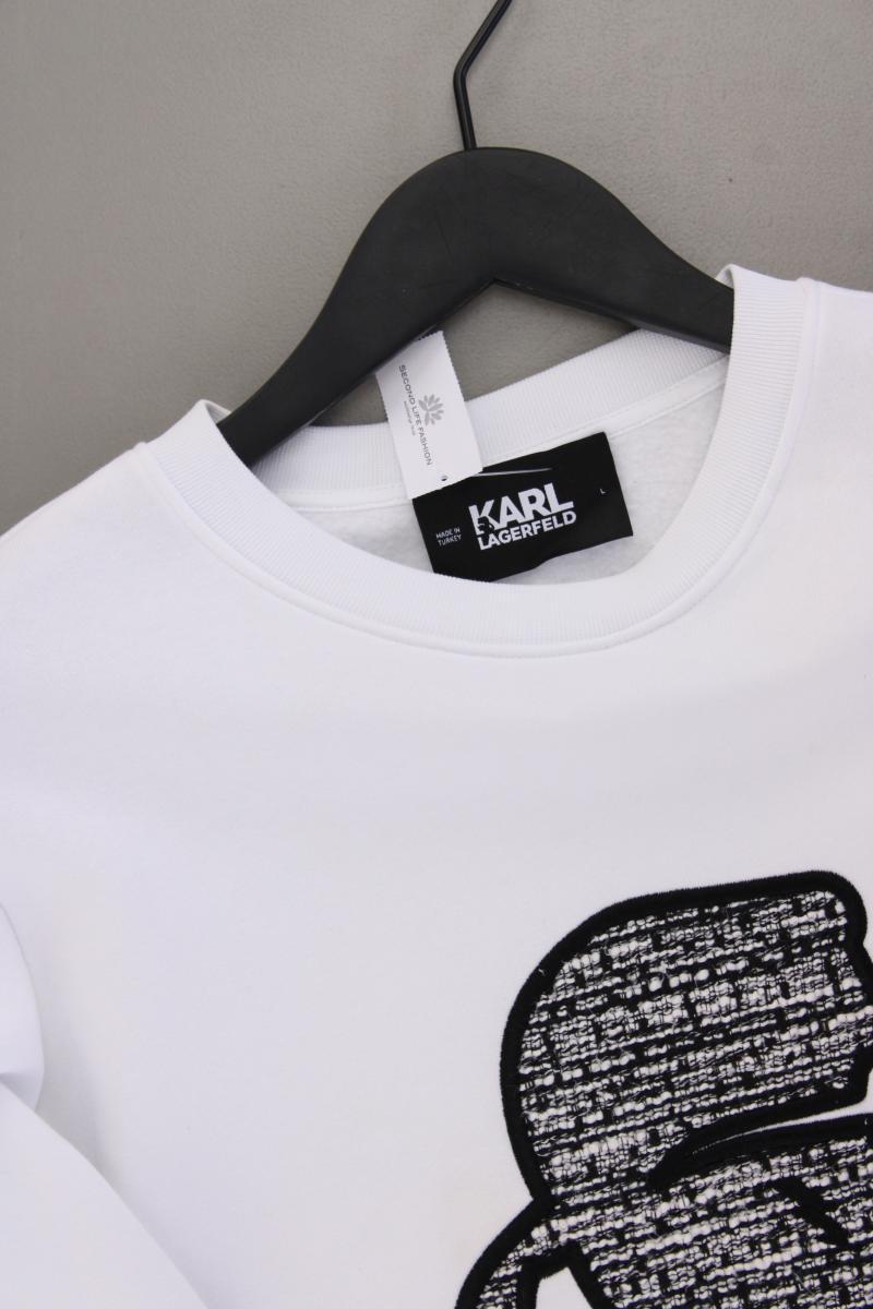 Karl Lagerfeld Langarmpullover Gr. L weiß aus Baumwolle