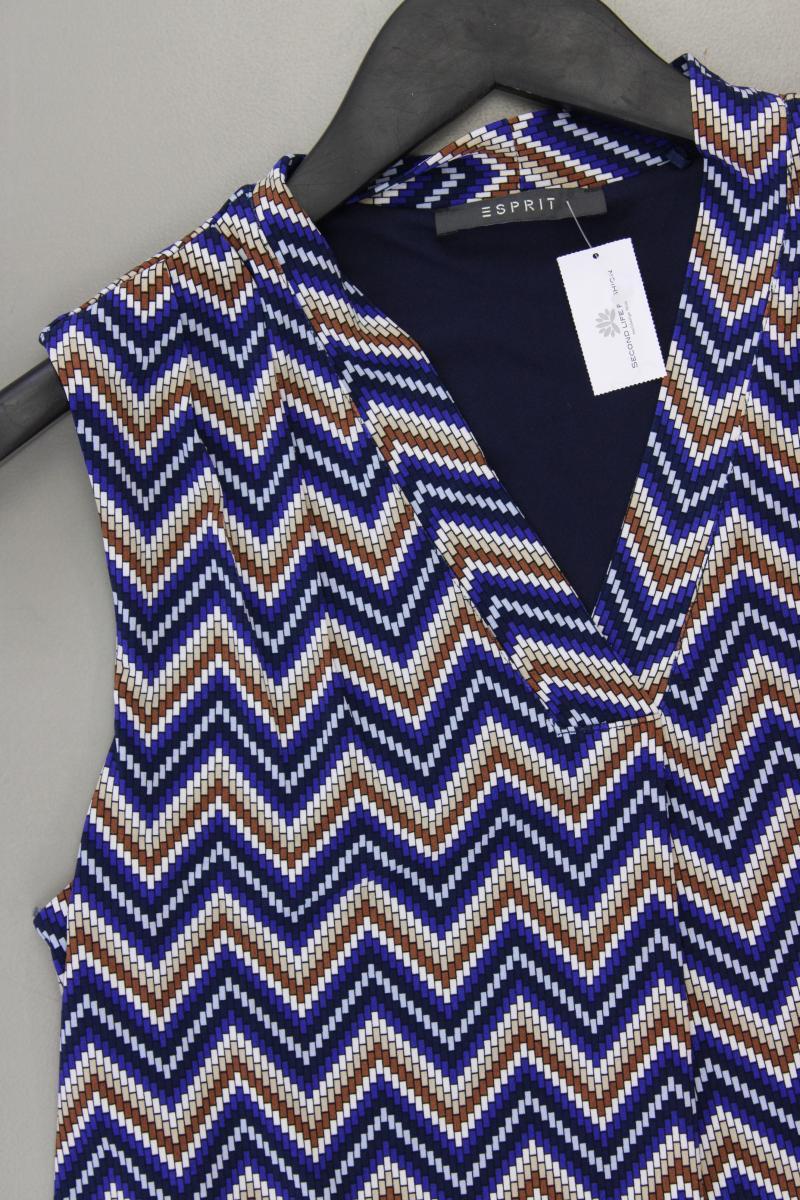 Esprit Midikleid Gr. 38 geometrisches Muster neuwertig Ärmellos blau