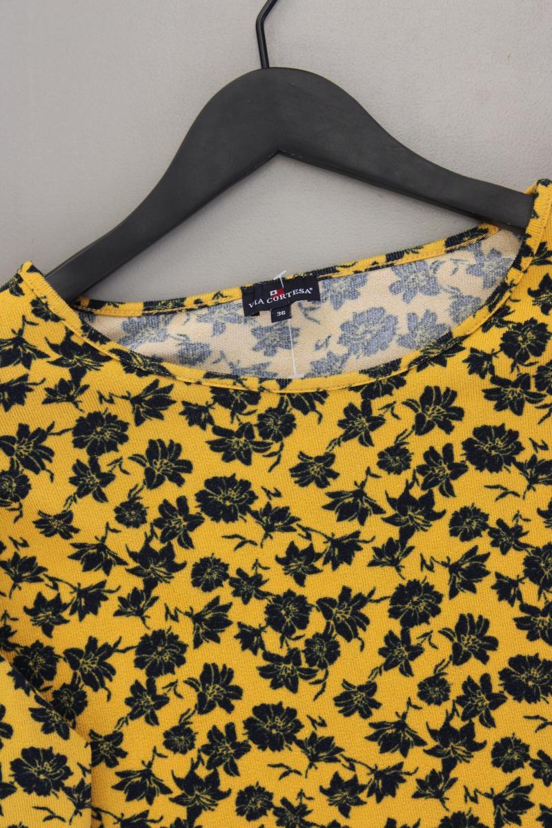 Via Cortesa Longsleeve-Shirt Gr. 36 mit Blumenmuster Langarm gelb aus Polyester