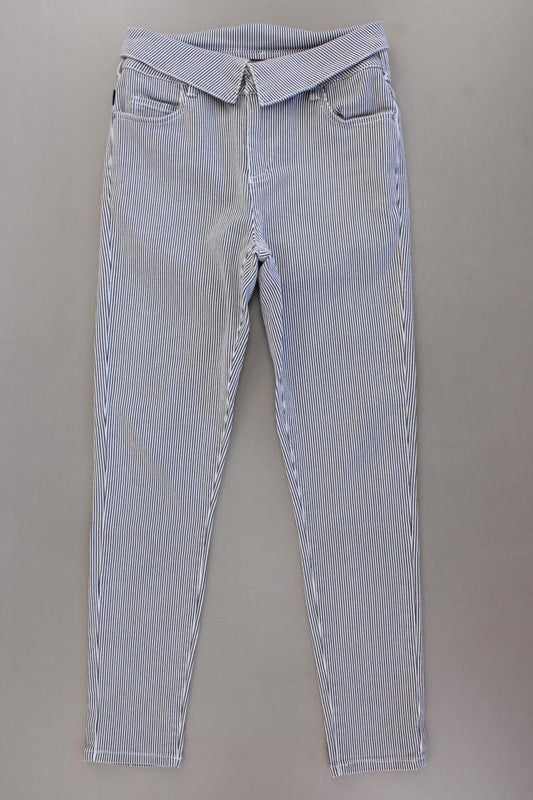 Khujo Hose Gr. W26 gestreift blau aus Baumwolle