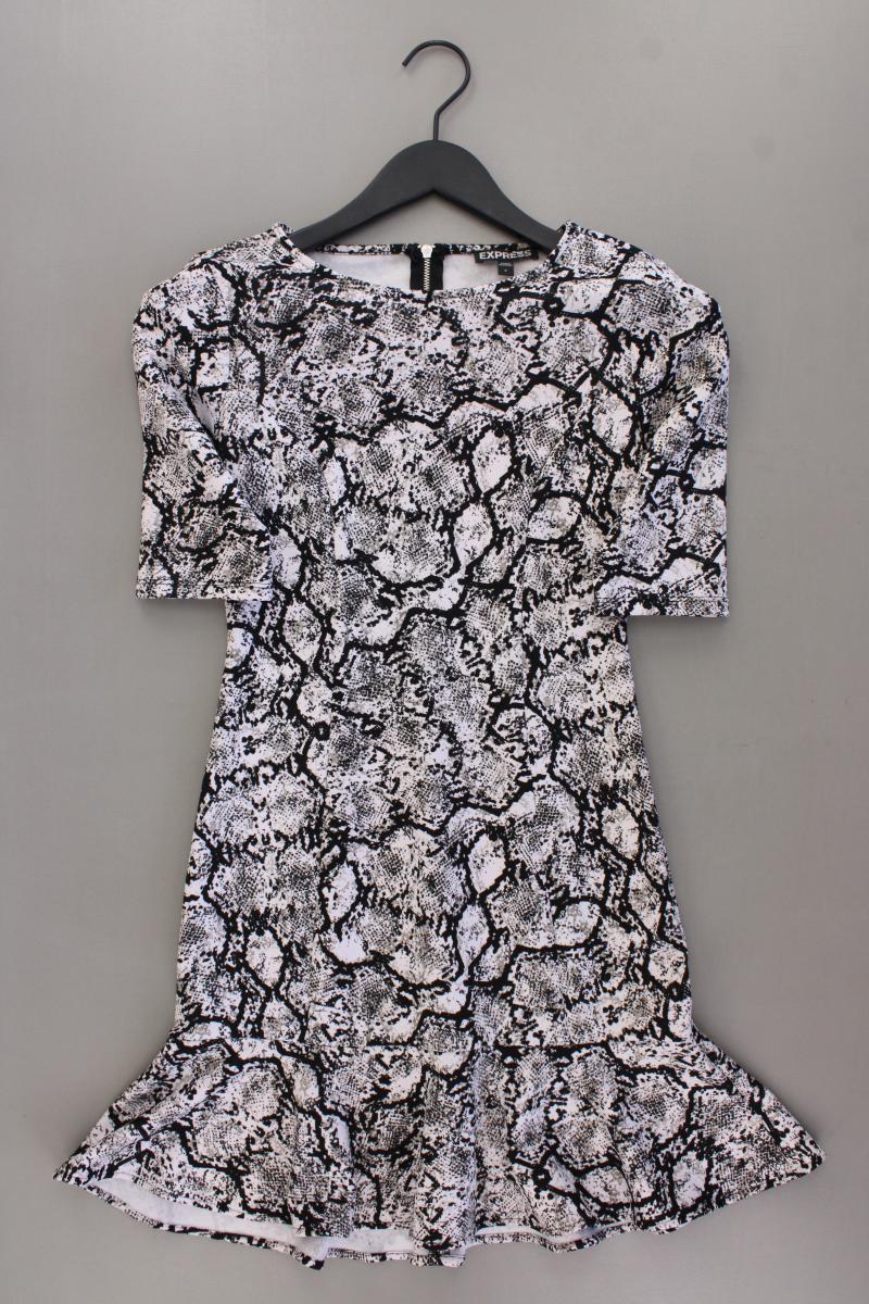 EXPRESS Kurzarmkleid Gr. XS mit Tierdruck neuwertig grau aus Polyester