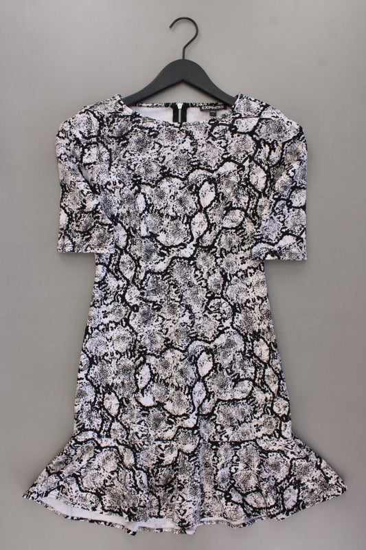 EXPRESS Kurzarmkleid Gr. XS mit Tierdruck neuwertig grau aus Polyester