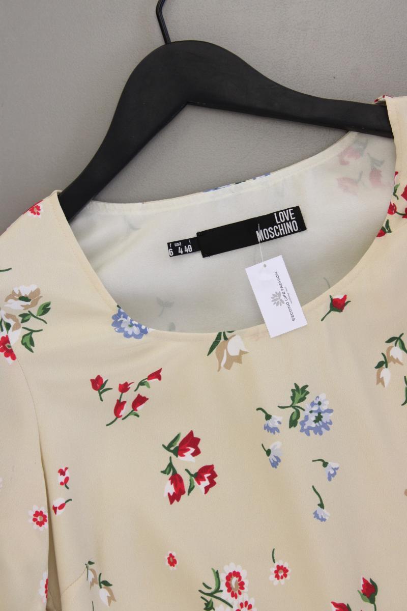 Love Moschino Kurzarmkleid Gr. 36 mit Blumenmuster creme aus Polyester