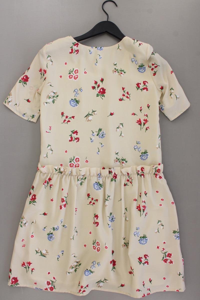 Love Moschino Kurzarmkleid Gr. 36 mit Blumenmuster creme aus Polyester