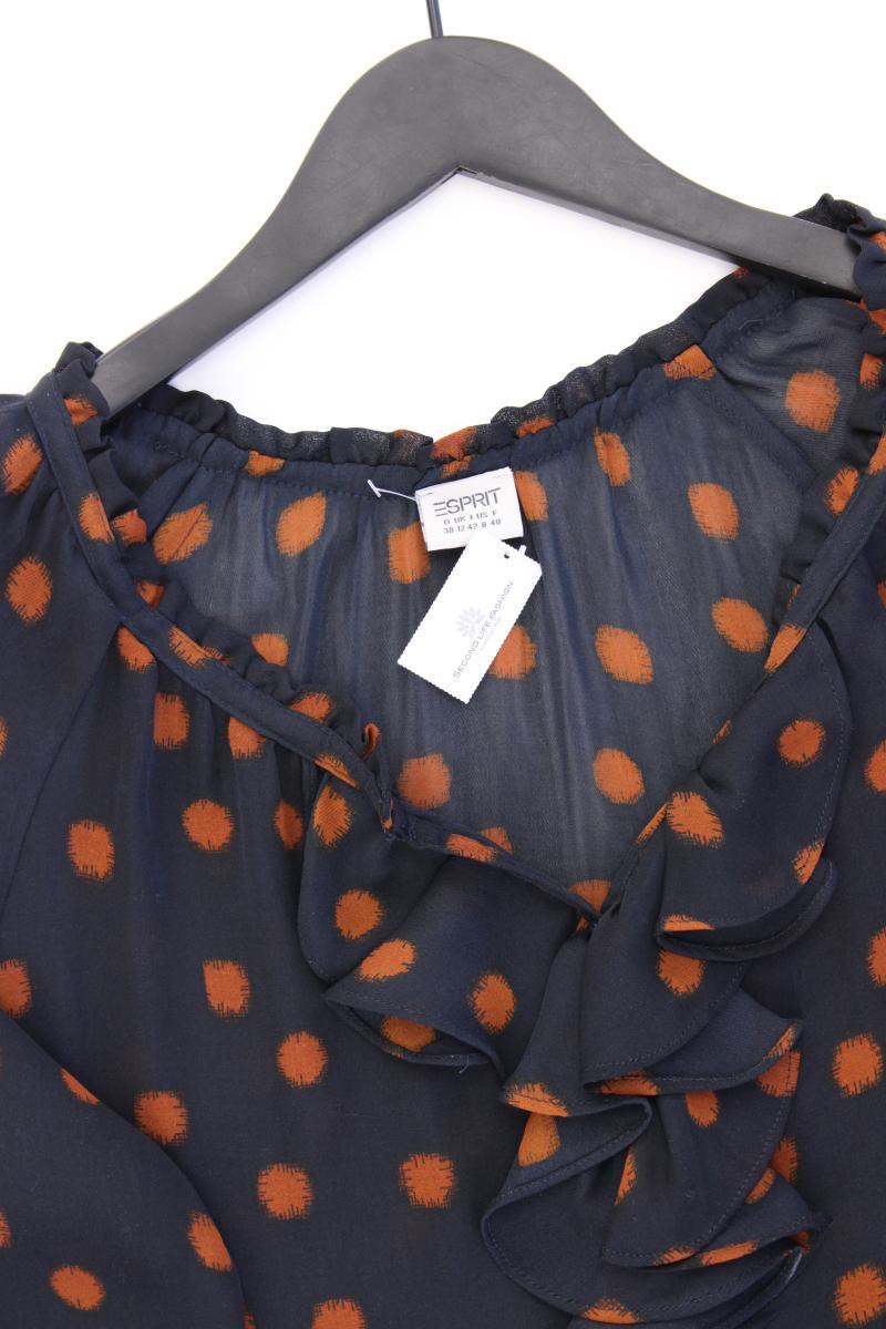 Esprit Langarmbluse Gr. 38 gepunktet neuwertig blau aus Polyester