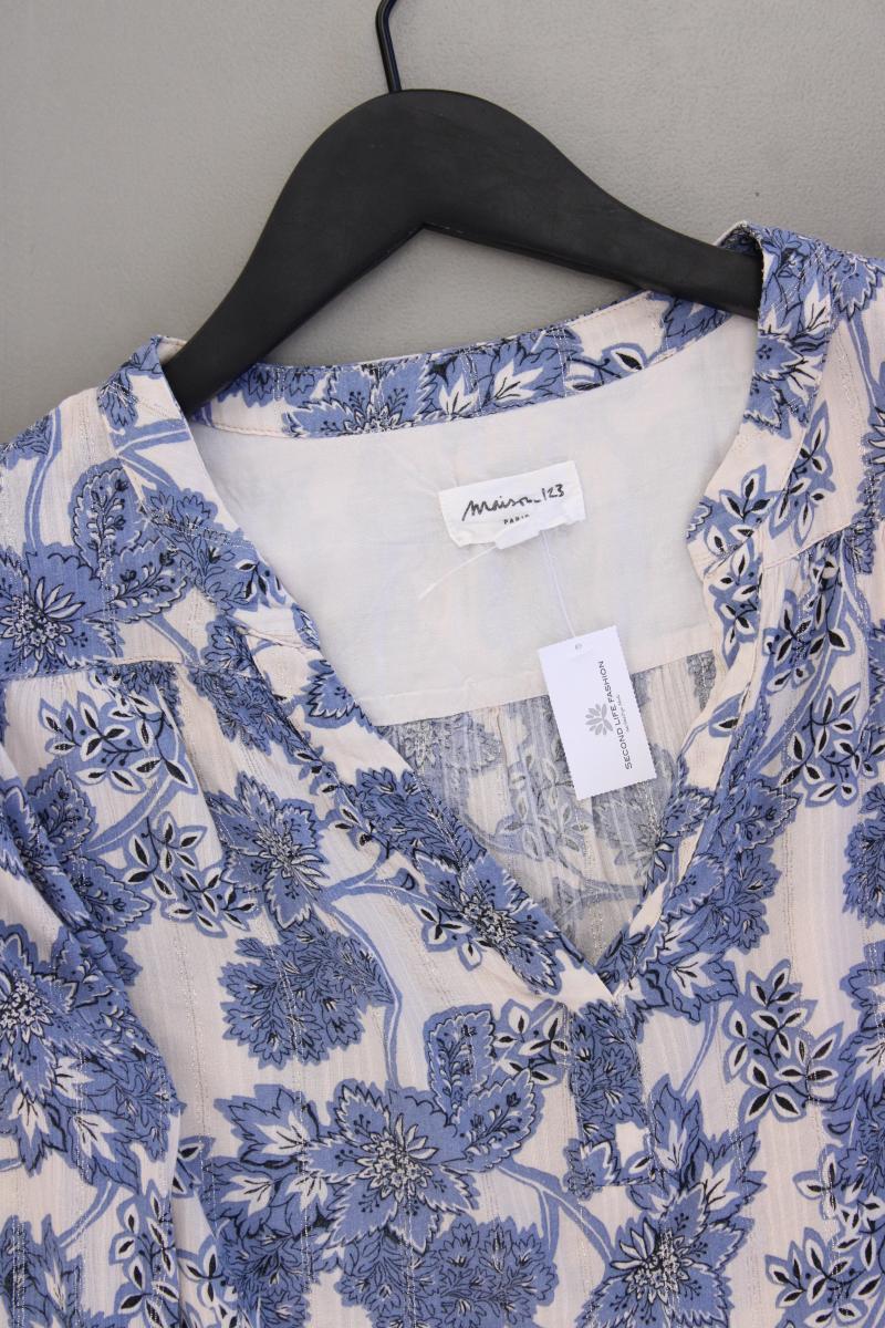 Maison 123 Paris Classic Bluse Gr. 36 mit Blumenmuster 3/4 Ärmel blau