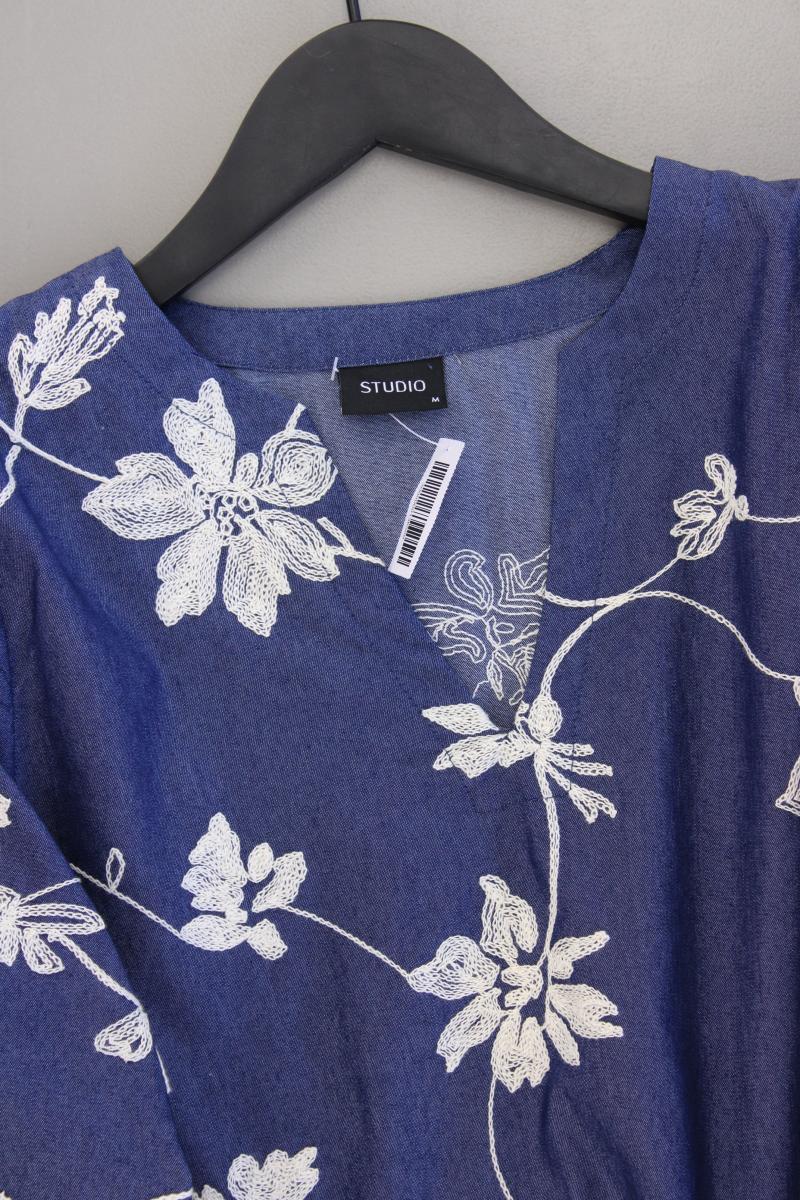 Studio Only Bluse Gr. M mit Blumenmuster neuwertig Langarm blau aus Polyamid